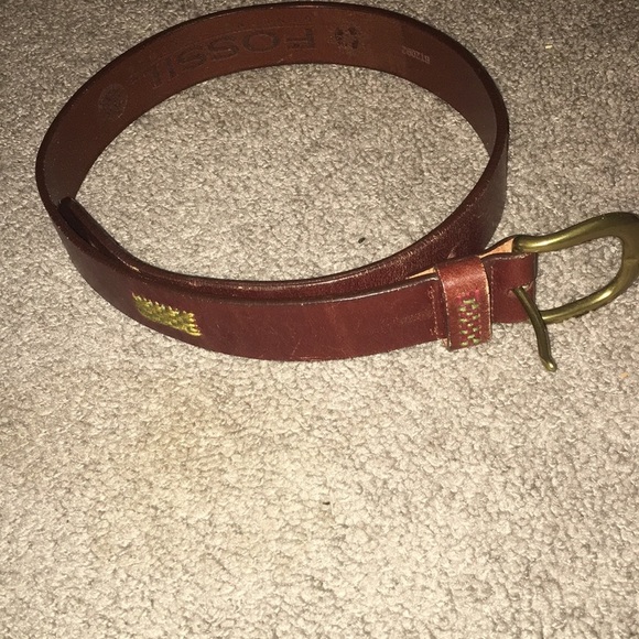 Fossil Leather Belt with Woven Design - Picture 1 of 7